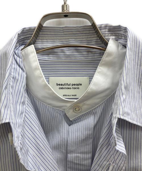 beautiful people（ビューティフルピープル）beautiful people (ビューティフルピープル) “Double-front finx stripe shirt” ホワイト サイズ:38の古着・服飾アイテム
