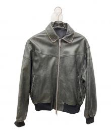 ZARA（ザラ）の古着「レザージャケットコントラストトップステッチ」｜ブラック