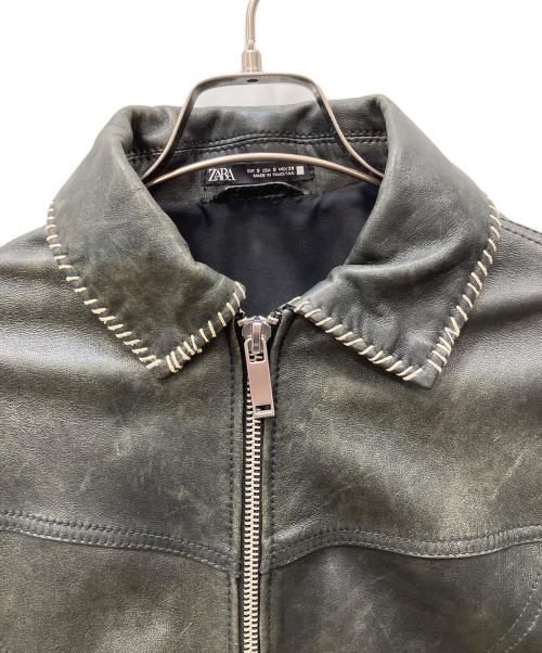 ZARA（ザラ）ZARA (ザラ) レザージャケットコントラストトップステッチ ブラック サイズ:Ｓの古着・服飾アイテム