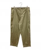 AURALEEオーラリー）の古着「WASHED FINX BUGGY SATIN WIDE PANTS」｜ベージュ