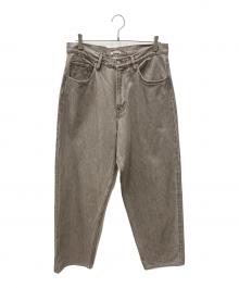 AURALEE（オーラリー）の古着「HARD TWIST FADED BROWN DENIM WIDE PANTS」｜ブラウン
