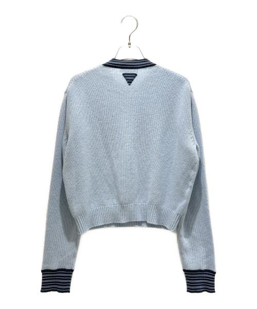 PRADA（プラダ）PRADA (プラダ) Light Blue Cashmere Blend Sweater/トライアングル ロゴ カシミヤ ネックセーター サファイアブルー サイズ:38の古着・服飾アイテム