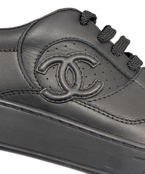 CHANEL（シャネル）CHANEL (シャネル) ココマークレザースニーカー/Coco Mark Logo Low Top Sneakers/G45079 ブラック サイズ:36の古着・服飾アイテム