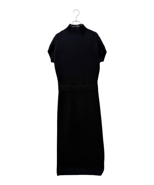 DRAWER（ドゥロワー）DRAWER (ドゥロワー) FALL2 リブ×あぜ編み ニットワンピース ブラック サイズ:2の古着・服飾アイテム