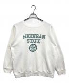 Championチャンピオン）の古着「染み込みプリント ラグランスウェット」｜ホワイト