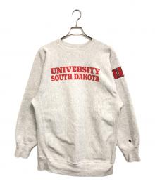 Champion（チャンピオン）の古着「2面プリント リバースウィーブスウェット」｜グレー