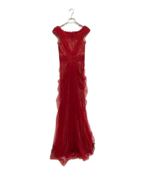 TADASHI SHOJI（タダシ ショージ）TADASHI SHOJI (タダシ ショージ) レースチュールコンビドレス レッドの古着・服飾アイテム