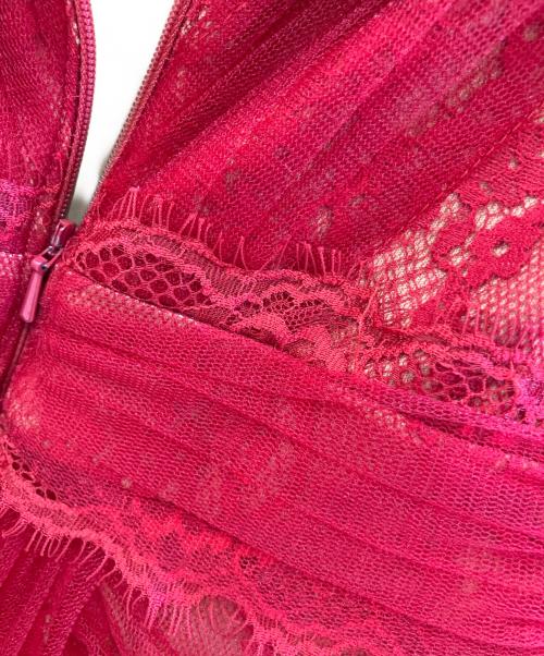 TADASHI SHOJI（タダシ ショージ）TADASHI SHOJI (タダシ ショージ) レースチュールコンビドレス レッドの古着・服飾アイテム