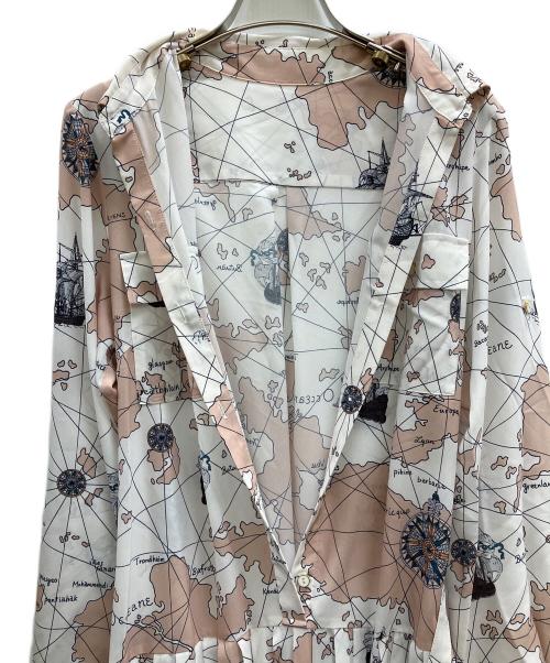 Diagram（ダイアグラム）Diagram (ダイアグラム) マッププリントシャツワンピース ホワイト×ベージュ サイズ:38の古着・服飾アイテム