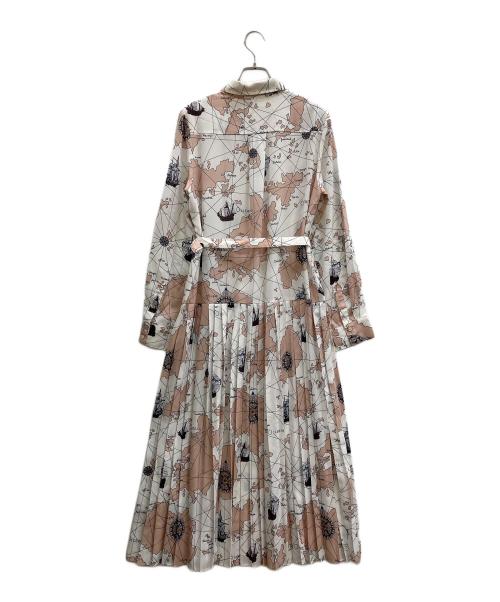 Diagram（ダイアグラム）Diagram (ダイアグラム) マッププリントシャツワンピース ホワイト×ベージュ サイズ:38の古着・服飾アイテム