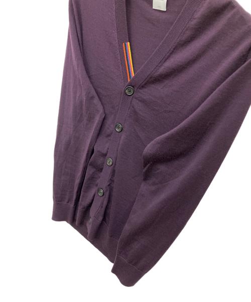 PAUL SMITH（ポールスミス）Paul Smith (ポールスミス) アーティストストライプポイント カーディガン パープル サイズ:Lの古着・服飾アイテム