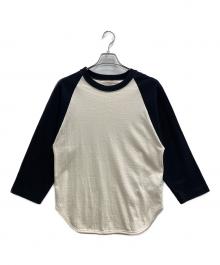 BLURHMS（ブラームス）の古着「Co/Silk Nep Baseball Raglan Tee」｜ブラック×アイボリー