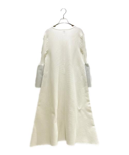 CFCL（シーエフシーエル）CFCL (シーエフシーエル) POTTERY GLITTER LONG BELL SLEEVE FLARE DRESS/ベルスリーブ リブニットワンピース ホワイト サイズ:1の古着・服飾アイテム