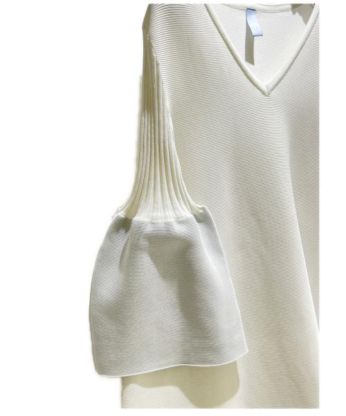 CFCL（シーエフシーエル）CFCL (シーエフシーエル) POTTERY GLITTER LONG BELL SLEEVE FLARE DRESS/ベルスリーブ リブニットワンピース ホワイト サイズ:1の古着・服飾アイテム