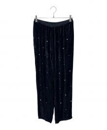 ne quittez pas（ヌキテパ）の古着「Crushed Velvet Pearl Beads Pants」｜ブラック
