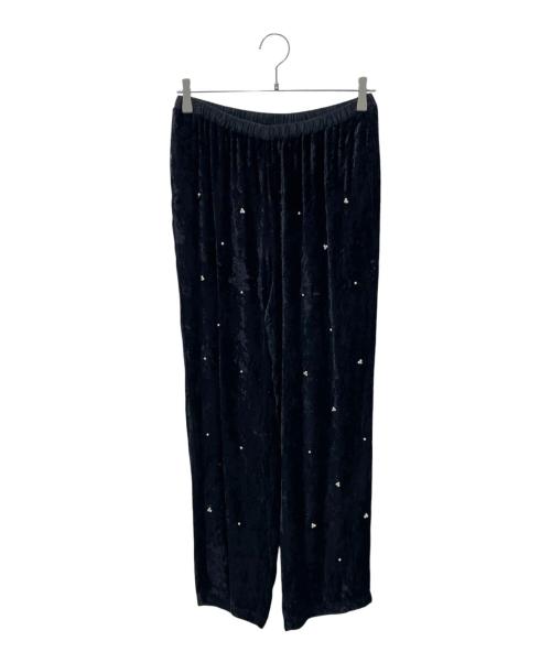 ne quittez pas（ヌキテパ）ne quittez pas (ヌキテパ) Crushed Velvet Pearl Beads Pants ブラック サイズ:Mの古着・服飾アイテム