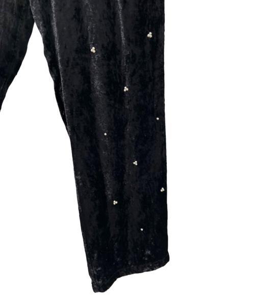 ne quittez pas（ヌキテパ）ne quittez pas (ヌキテパ) Crushed Velvet Pearl Beads Pants ブラック サイズ:Mの古着・服飾アイテム