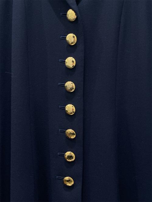 Yves Saint Laurent（イヴサンローラン）Yves Saint Laurent (イヴサンローラン) フレアワンピース ネイビー サイズ:36の古着・服飾アイテム