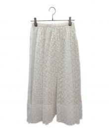 BLAMINK（ブラミンク）の古着「フラワープリントギャザースカート」｜ホワイト