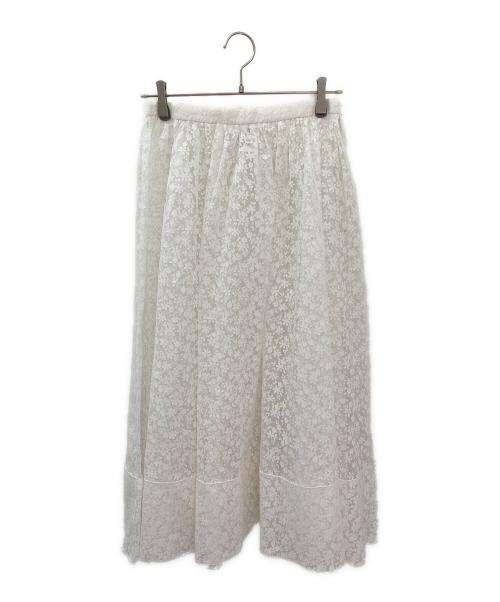 BLAMINK（ブラミンク）BLAMINK (ブラミンク) フラワープリントギャザースカート ホワイト サイズ:38の古着・服飾アイテム