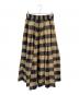 BLAMINK (ブラミンク) ブロックチェック シルクリネン ギャザースカート ブラック×ベージュ サイズ:38：40000円