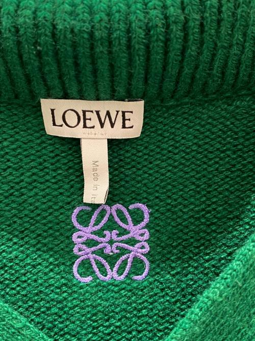 LOEWE（ロエベ）LOEWE (ロエベ) アナグラム刺繍Vネックポロセーター グリーン サイズ:ＸＳの古着・服飾アイテム