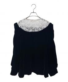 LUDLOW（ラドロー）の古着「ベルベット コンビ ブラウス」｜ブラック