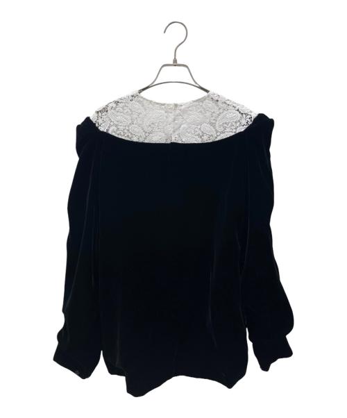 LUDLOW（ラドロー）LUDLOW (ラドロー) ベルベット コンビ ブラウス ブラック サイズ:Freeの古着・服飾アイテム