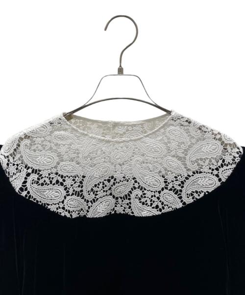 LUDLOW（ラドロー）LUDLOW (ラドロー) ベルベット コンビ ブラウス ブラック サイズ:Freeの古着・服飾アイテム
