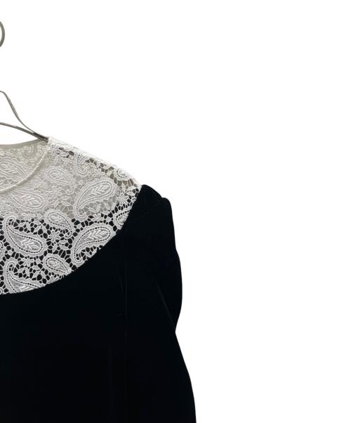 LUDLOW（ラドロー）LUDLOW (ラドロー) ベルベット コンビ ブラウス ブラック サイズ:Freeの古着・服飾アイテム