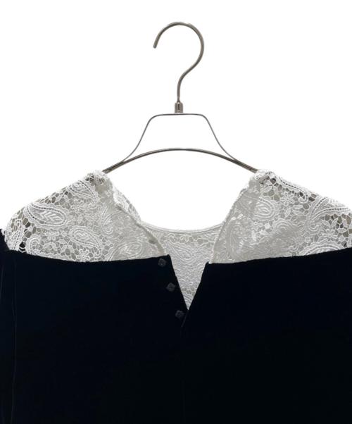 LUDLOW（ラドロー）LUDLOW (ラドロー) ベルベット コンビ ブラウス ブラック サイズ:Freeの古着・服飾アイテム