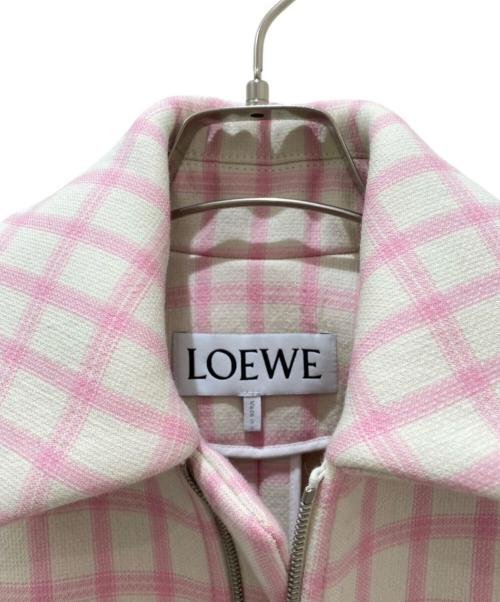 LOEWE（ロエベ）LOEWE (ロエベ) ジップアップチェックジャケット ピンク サイズ:34の古着・服飾アイテム