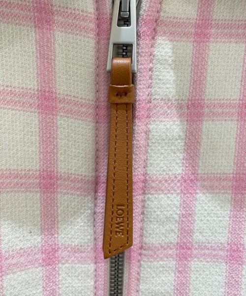 LOEWE（ロエベ）LOEWE (ロエベ) ジップアップチェックジャケット ピンク サイズ:34の古着・服飾アイテム