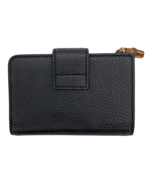 GUCCI（グッチ）GUCCI (グッチ) バンブー付き ダブルG ミディアム ウォレット ブラックの古着・服飾アイテム