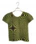 ISSEY MIYAKE me（イッセイ ミヤケ ミー）の古着「ブロックチェックプリントボックスプリーツTシャツ」｜グリーン