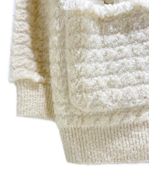 DRAWER（ドゥロワー）DRAWER (ドゥロワー) 7Gジャガード フリンジ ニット カーディガン アイボリー サイズ:2の古着・服飾アイテム