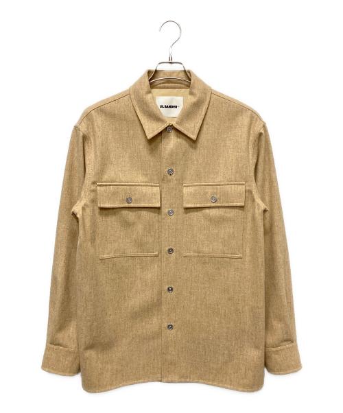 JIL SANDER+（ジルサンダープラス）JIL SANDER+ (ジルサンダープラス) WOOL FLANNEL SHIRT JACKET ベージュ サイズ:46の古着・服飾アイテム