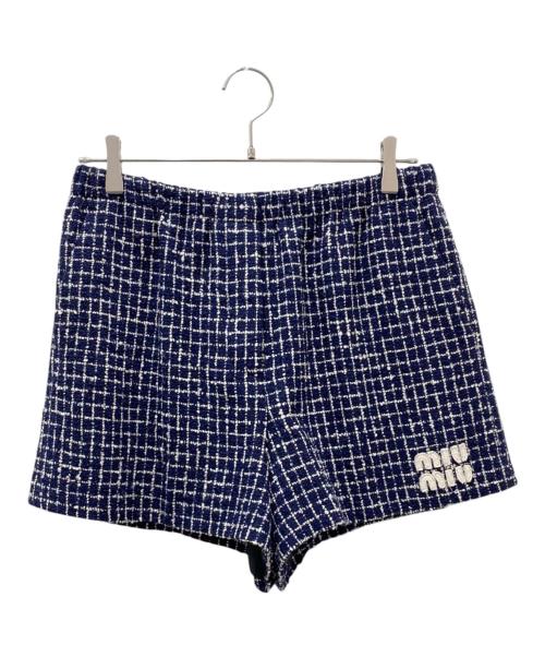 MIU MIU（ミュウミュウ）MIU MIU (ミュウミュウ) ツイードショートパンツ ネイビー サイズ:38の古着・服飾アイテム
