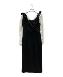 HER LIP TO（ハーリップトゥ）の古着「Faubourg Shoulder Ribbon Dress」｜ブラック