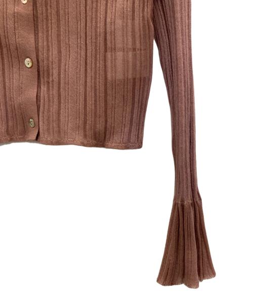 HER LIP TO（ハーリップトゥ）Her lip to (ハーリップトゥ) RANDOM RIBBED KNIT CARDIGAN ピンク サイズ:Sの古着・服飾アイテム