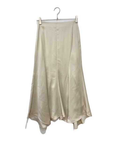 HER LIP TO（ハーリップトゥ）HER LIP TO (ハーリップトゥ) Asymmetry Hem Satin Skirt ベージュ サイズ:Ｓの古着・服飾アイテム