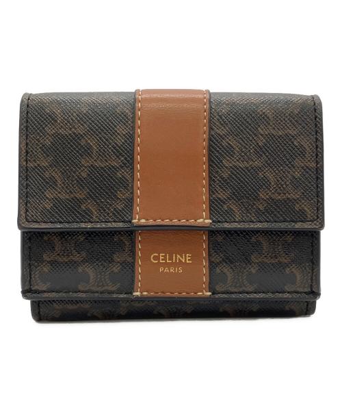 CELINE（セリーヌ）CELINE (セリーヌ) スモールトリフォールドコンパクトウォレット ブラウンの古着・服飾アイテム