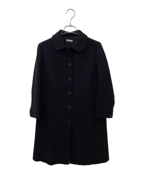 MIU MIU（ミュウミュウ）MIU MIU (ミュウミュウ) 丸襟ステンカラーコート ブラック サイズ:36の古着・服飾アイテム