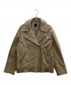 Spick and Spanスピック＆スパン）の古着「レザーライダースジャケット」｜ベージュ