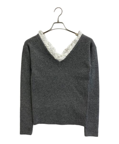 CLANE（クラネ）CLANE (クラネ) 2WAY FRILL V NECK KNIT TOPS グレー サイズ:SIZE 1の古着・服飾アイテム