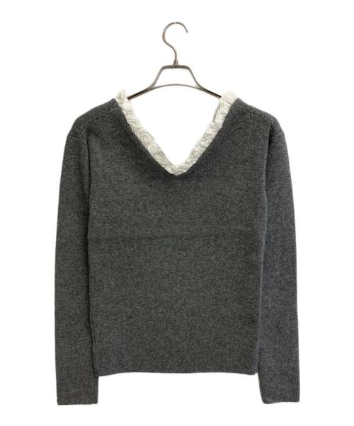 CLANE（クラネ）CLANE (クラネ) 2WAY FRILL V NECK KNIT TOPS グレー サイズ:SIZE 1の古着・服飾アイテム