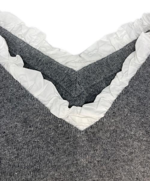 CLANE（クラネ）CLANE (クラネ) 2WAY FRILL V NECK KNIT TOPS グレー サイズ:SIZE 1の古着・服飾アイテム