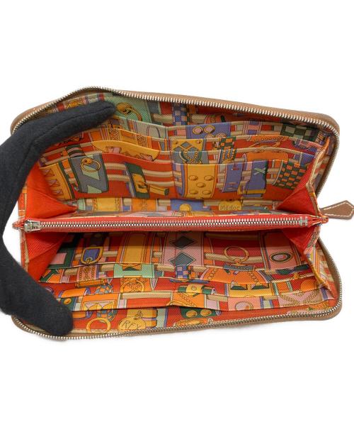 HERMES（エルメス）HERMES (エルメス) アザップ ロング シルクイン ラウンドファスナーウォレット ブラウンの古着・服飾アイテム