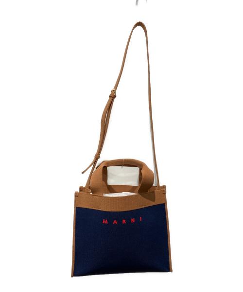 MARNI（マルニ）MARNI (マルニ) TOTE SMALL W/STRAP ネイビーの古着・服飾アイテム