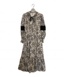 HER LIP TO（ハーリップトゥ）の古着「Winter Floral Long-sleeve Dress」｜ベージュ